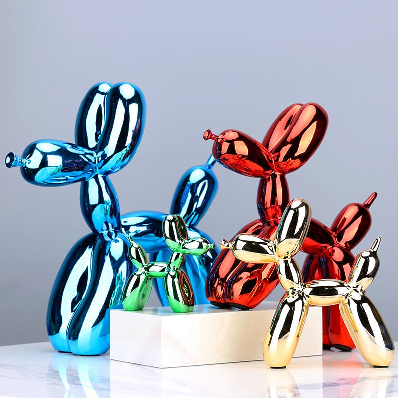Balloon Dog Sculpture in Resin with Metallic Finish, 3 Sizes