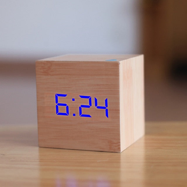 Sound-Activated LED Cube Alarm Clock, Digital Display