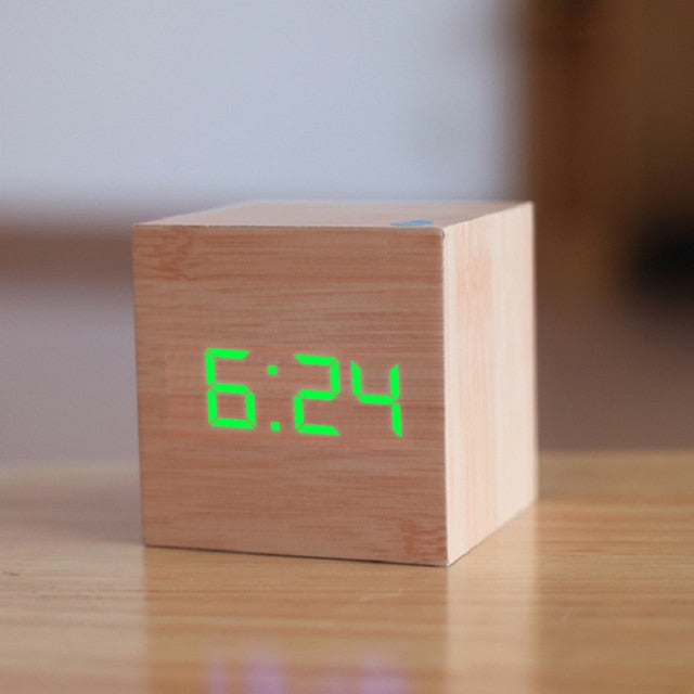 Sound-Activated LED Cube Alarm Clock, Digital Display