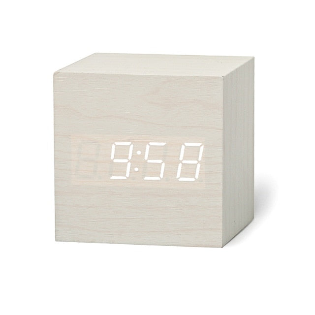 Sound-Activated LED Cube Alarm Clock, Digital Display