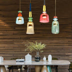 Coloured Glass LED Pendant Light, Cylinder Shade, Six Designs