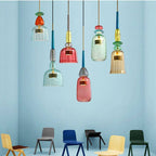 Coloured Glass LED Pendant Light, Cylinder Shade, Six Designs
