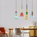 Coloured Glass LED Pendant Light, Cylinder Shade, Six Designs