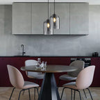 Double Glass Pendant Light, Mid-Century Iron, E27, Dimmable
