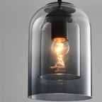 Double Glass Pendant Light, Mid-Century Iron, E27, Dimmable