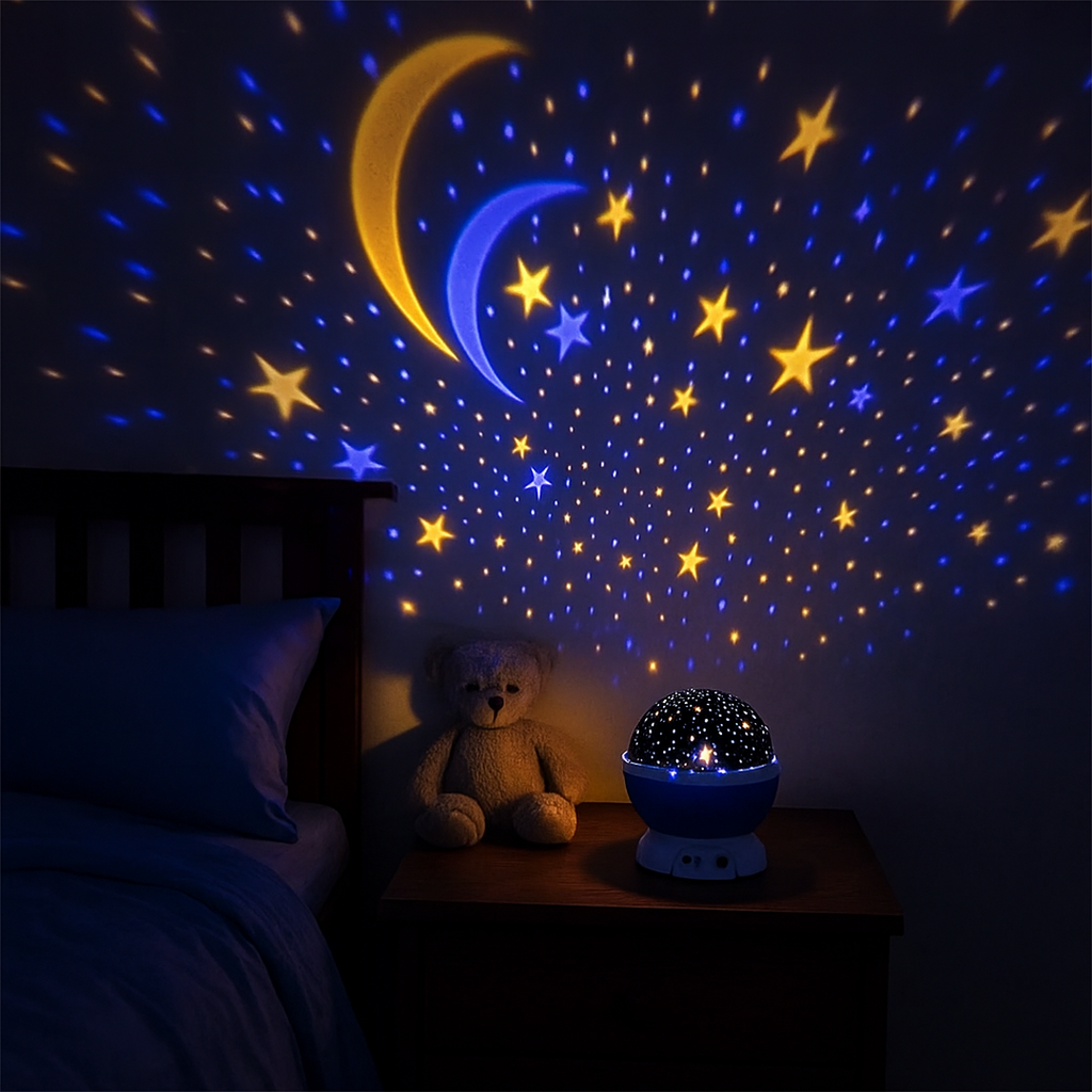 Star Projector Night Light with Built-In Music, USB Powered
