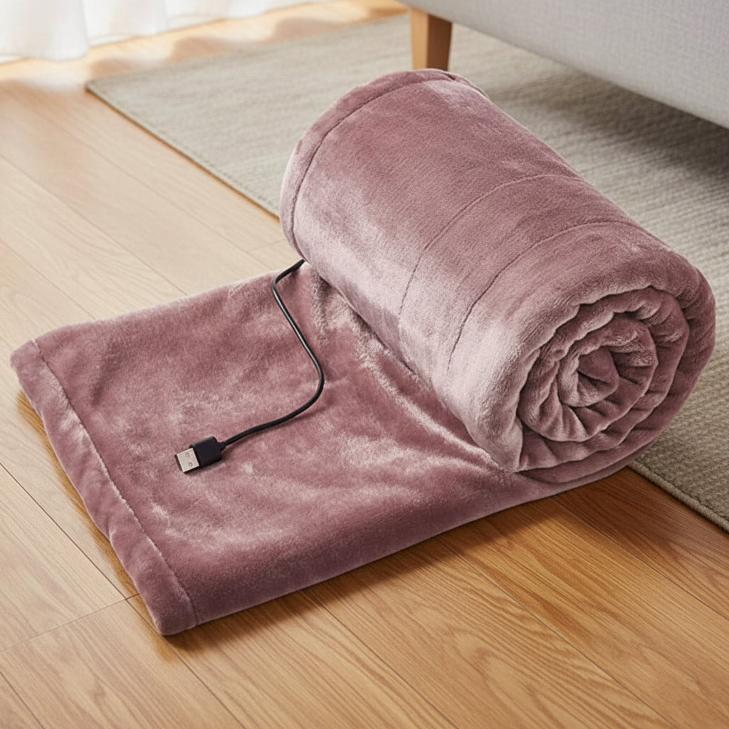 USB Heated Throw Blanket with 3 Heat Levels, Portable