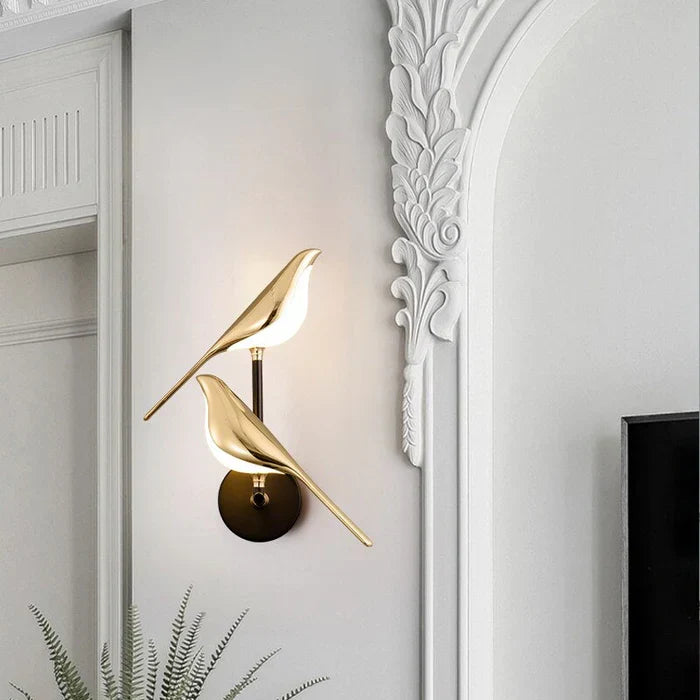Bird Shaped LED Wall Light in Gold with Rotating Magnetic Head