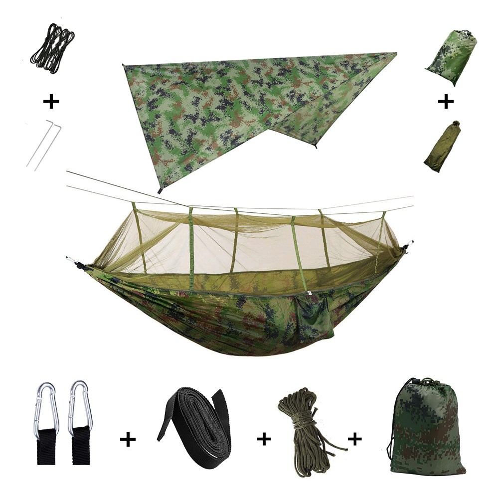 Two-Person Camping Hammock with Rain Fly and Mosquito Net