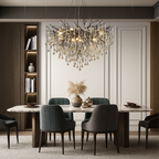 Crystal Chandelier with Black Aluminium Ring, Warm White 3000K LED
