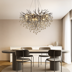 Crystal Chandelier with Black Aluminium Ring, Warm White 3000K LED