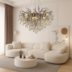 Crystal Chandelier with Black Aluminium Ring, Warm White 3000K LED