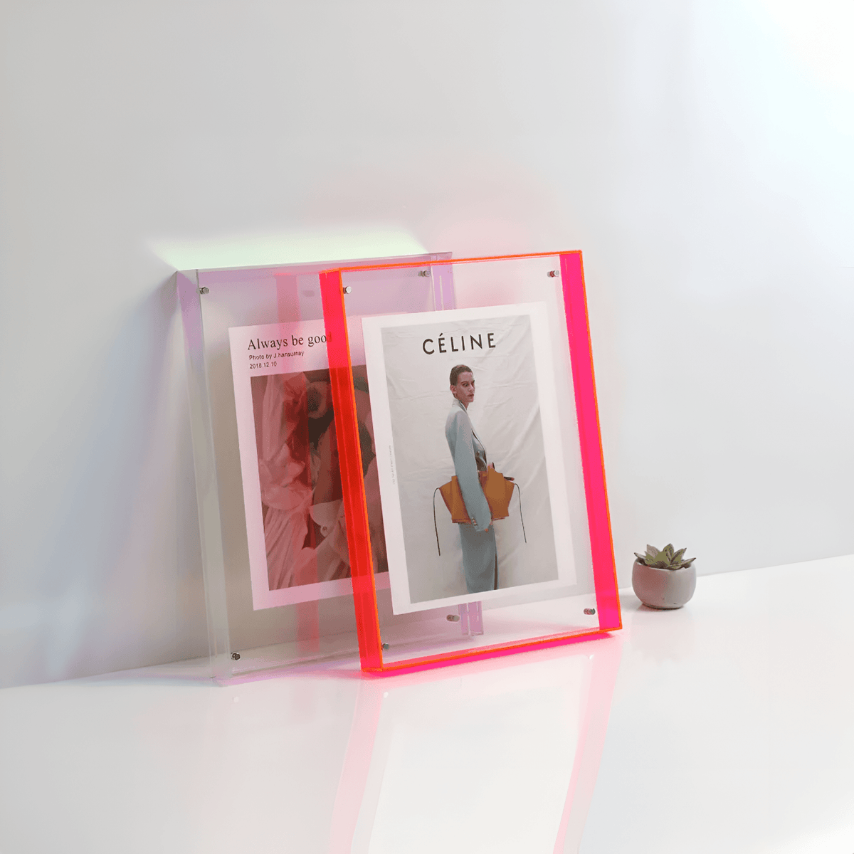 Clear Acrylic Photo Frame with Coloured Edge