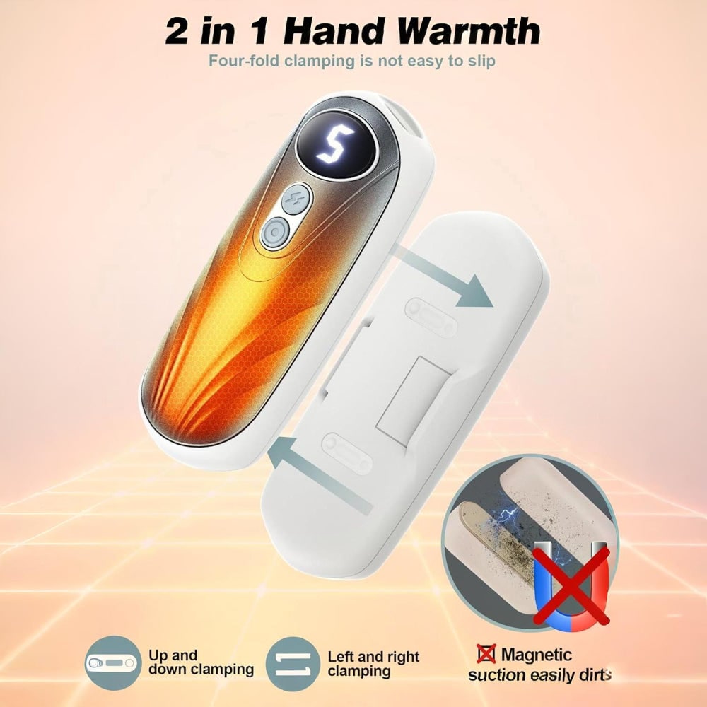 Rechargeable Hand Warmers, Set of 2 with 5 Heat Levels