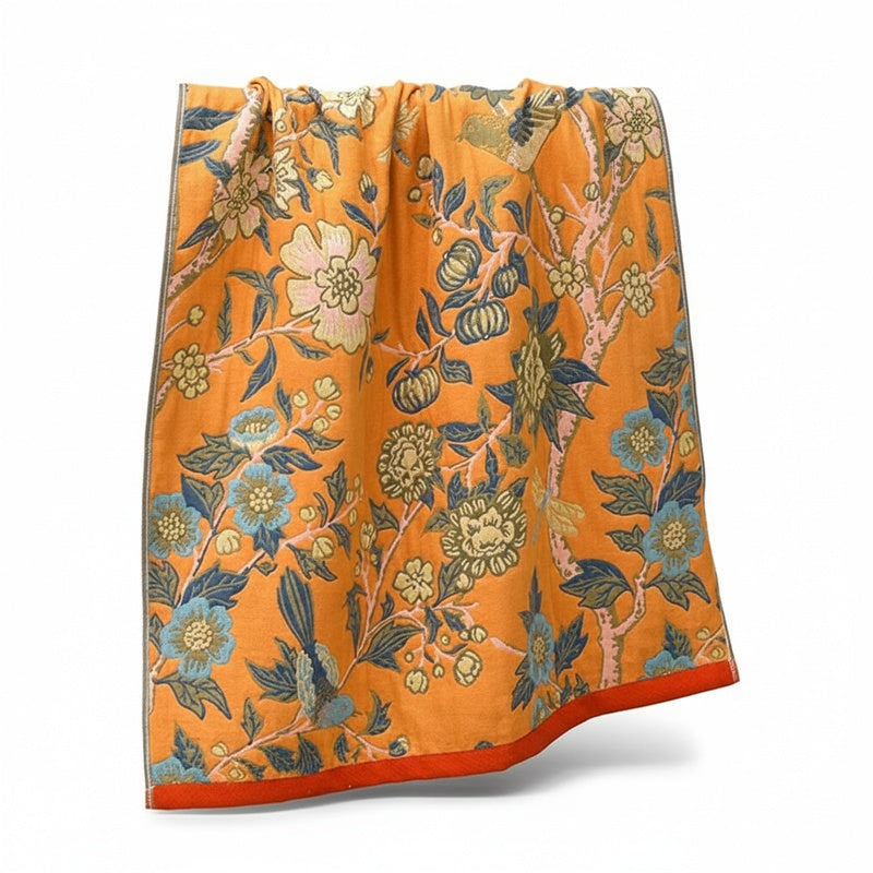 Reversible Floral Jacquard Bath Towel, 80 x 160 cm