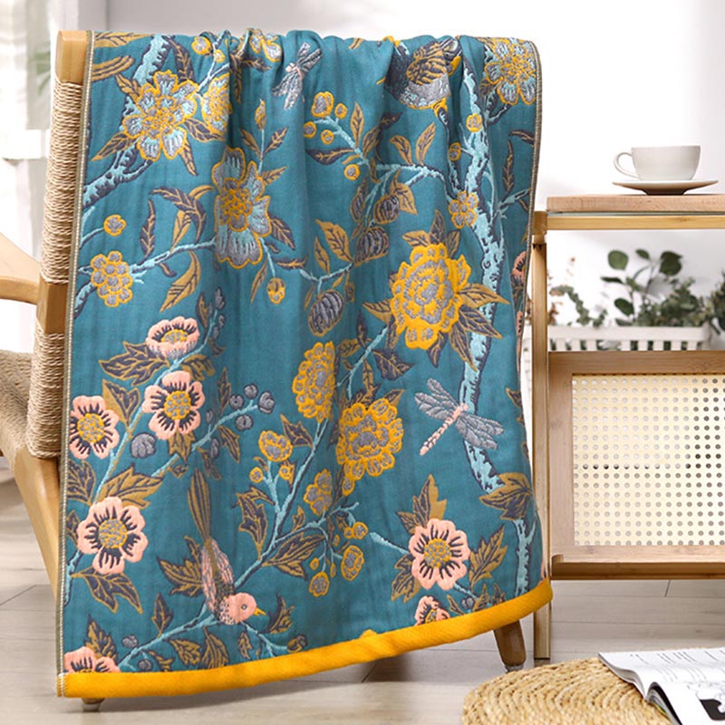 Reversible Floral Jacquard Bath Towel, 80 x 160 cm