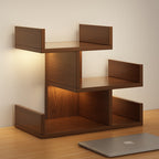 Three-Tier Desk Shelf with Built-In Lighting and 4 Storage Zones