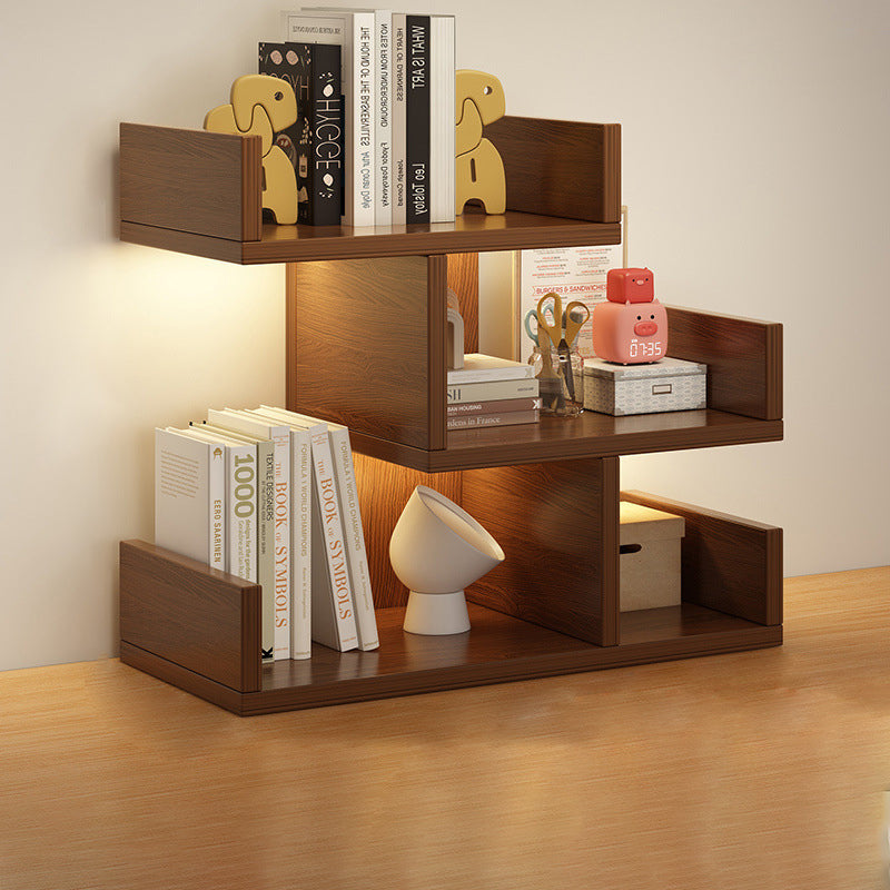 Three-Tier Desk Shelf with Built-In Lighting and 4 Storage Zones