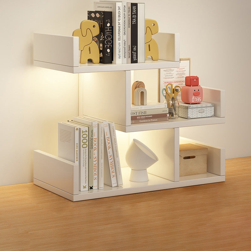 Three-Tier Desk Shelf with Built-In Lighting and 4 Storage Zones