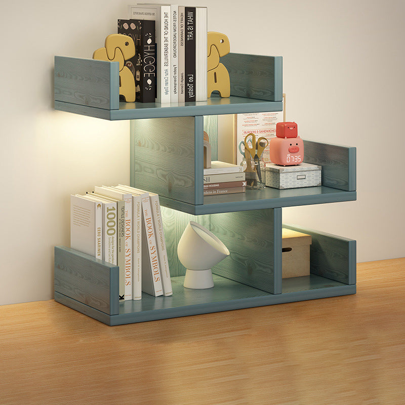 Three-Tier Desk Shelf with Built-In Lighting and 4 Storage Zones