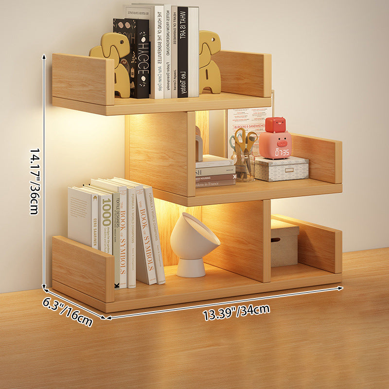 Three-Tier Desk Shelf with Built-In Lighting and 4 Storage Zones