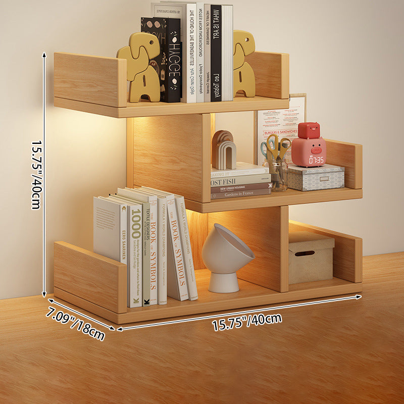 Three-Tier Desk Shelf with Built-In Lighting and 4 Storage Zones