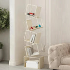 Modern Metal Bookcase with Tilted Cube Shelves, 185cm Tall