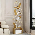 Modern Metal Bookcase with Tilted Cube Shelves, 185cm Tall