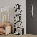 Modern Metal Bookcase with Tilted Cube Shelves, 185cm Tall