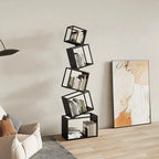 Modern Metal Bookcase with Tilted Cube Shelves, 185cm Tall
