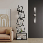 Modern Metal Bookcase with Tilted Cube Shelves, 185cm Tall