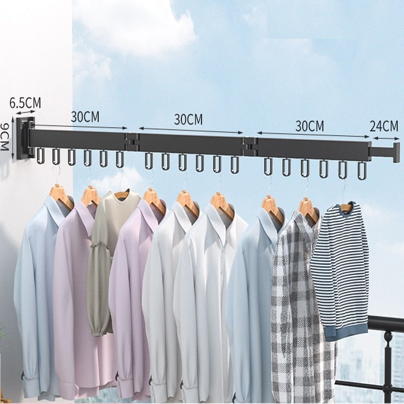 Wall-Mounted Folding Clothes Airer with Extending Arms