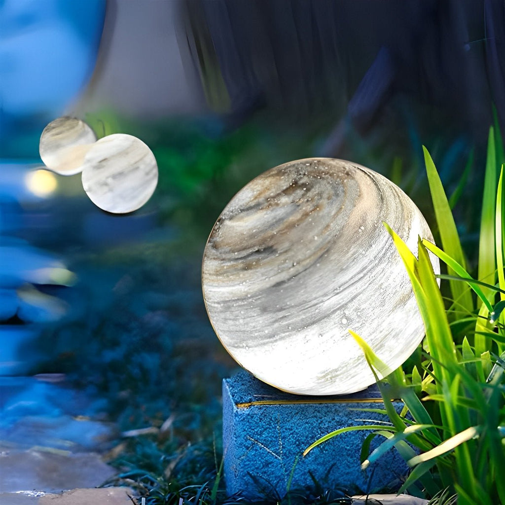 Marble-Effect Glass Globe Post Light, E27, IP54