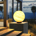 Marble-Effect Glass Globe Post Light, E27, IP54