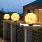 Marble-Effect Glass Globe Post Light, E27, IP54