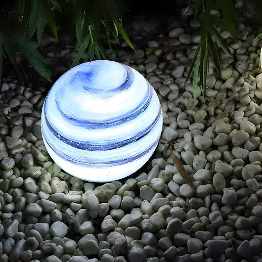 Marble-Effect Glass Globe Post Light, E27, IP54