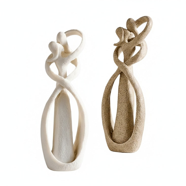 Abstract Embracing Couple Resin Sculpture, 25 cm