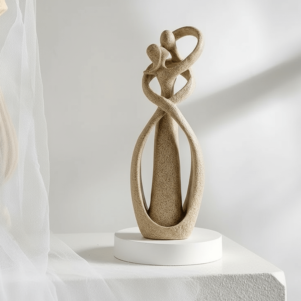 Abstract Embracing Couple Resin Sculpture, 25 cm