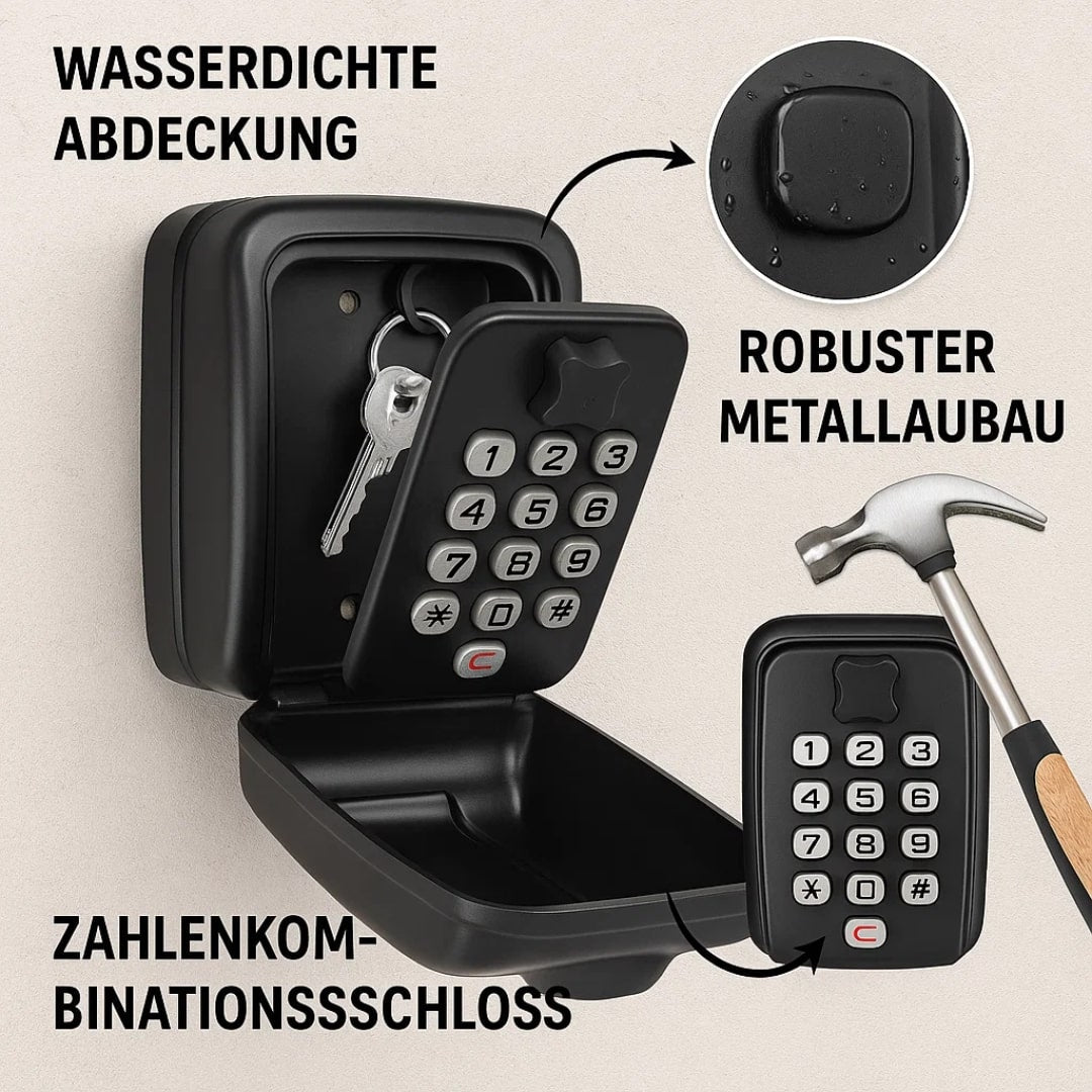 Wall Mounted Key Safe with Combination Lock, 15 cm, Weatherproof