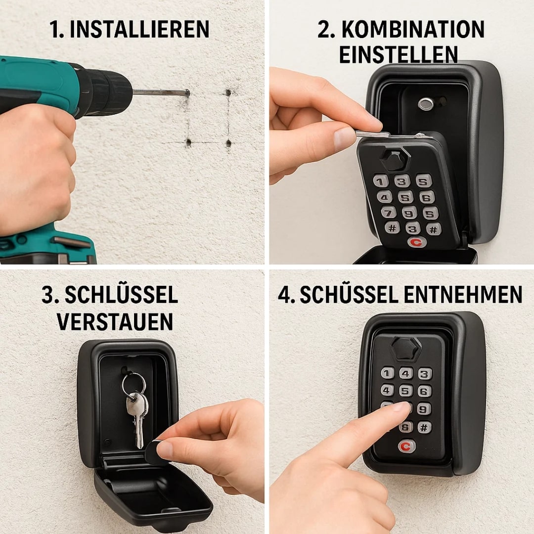 Wall Mounted Key Safe with Combination Lock, 15 cm, Weatherproof