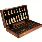 Folding Solid Wood Chess Set with Storage for the Pieces