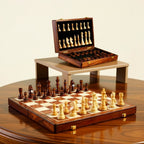 Folding Solid Wood Chess Set with Storage for the Pieces