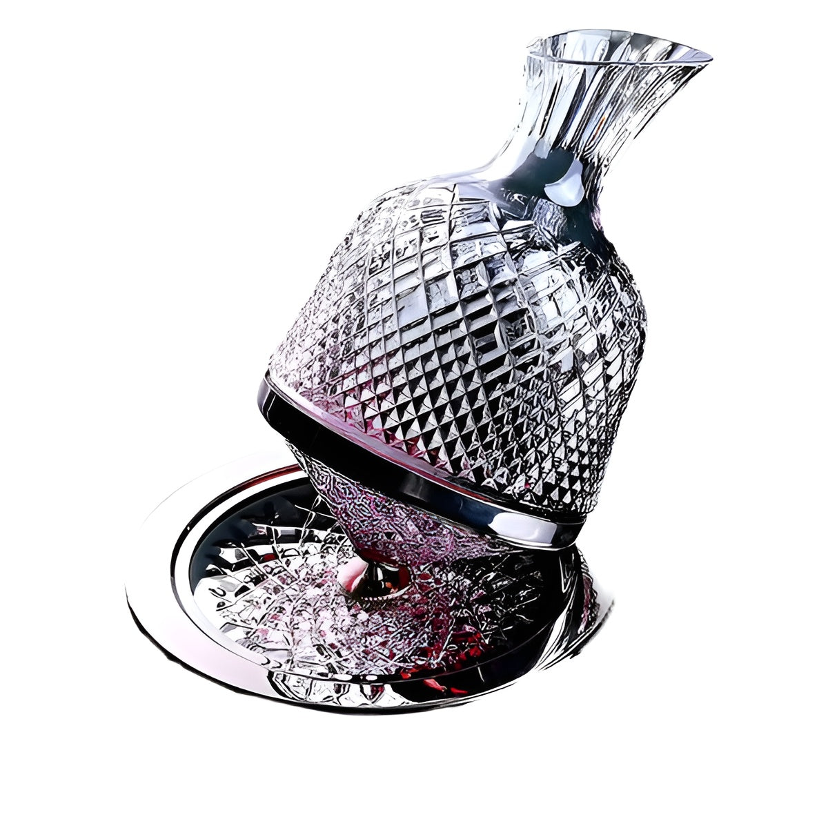 Cut Crystal Wine Decanter, 1.5 L, 360 Degree Rotating Base
