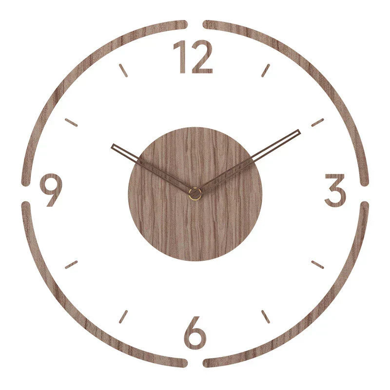 Scandinavian Wooden Wall Clock, 35 cm, Silent Movement