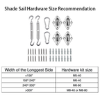 Stainless Steel 304 Shade Sail Fixing Kit, Adjustable Hardware