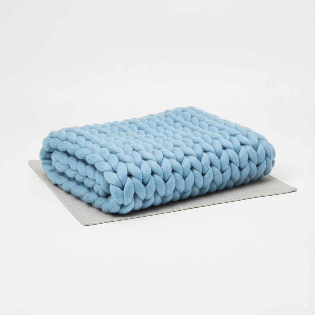 Scandi Chunky Knit Throw Blanket, 100 x 120 cm