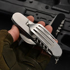 Folding Camping Cutlery Set with Spoon, Fork, Knife and Opener