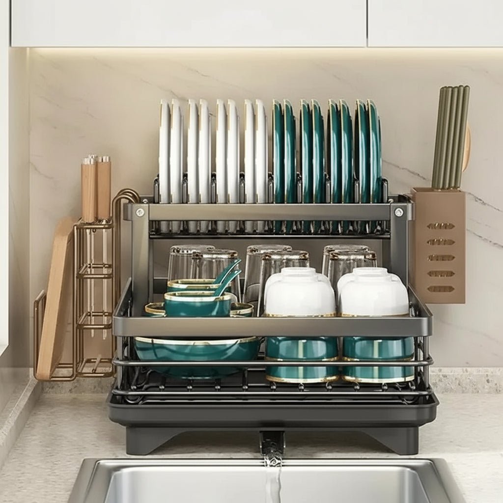 Folding Dish Drainer Rack with Non-Slip Feet