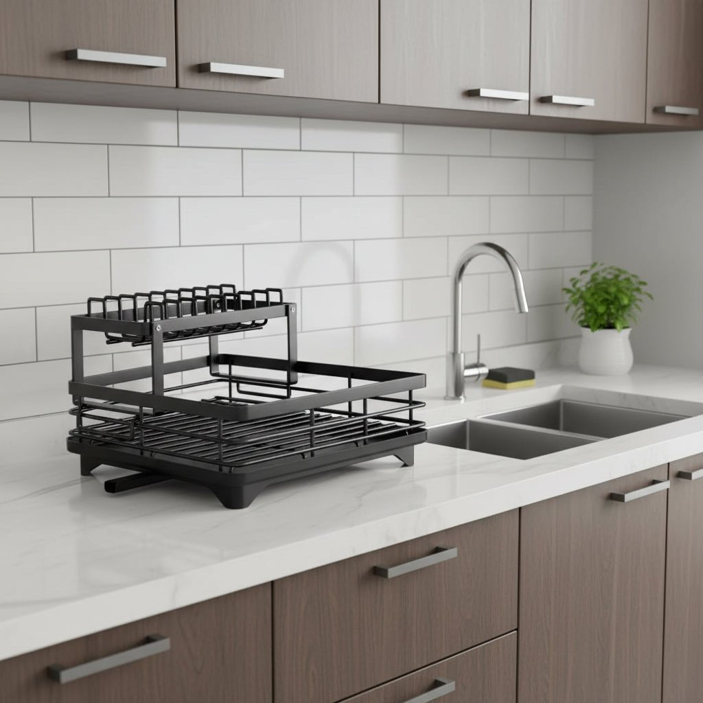 Folding Dish Drainer Rack with Non-Slip Feet