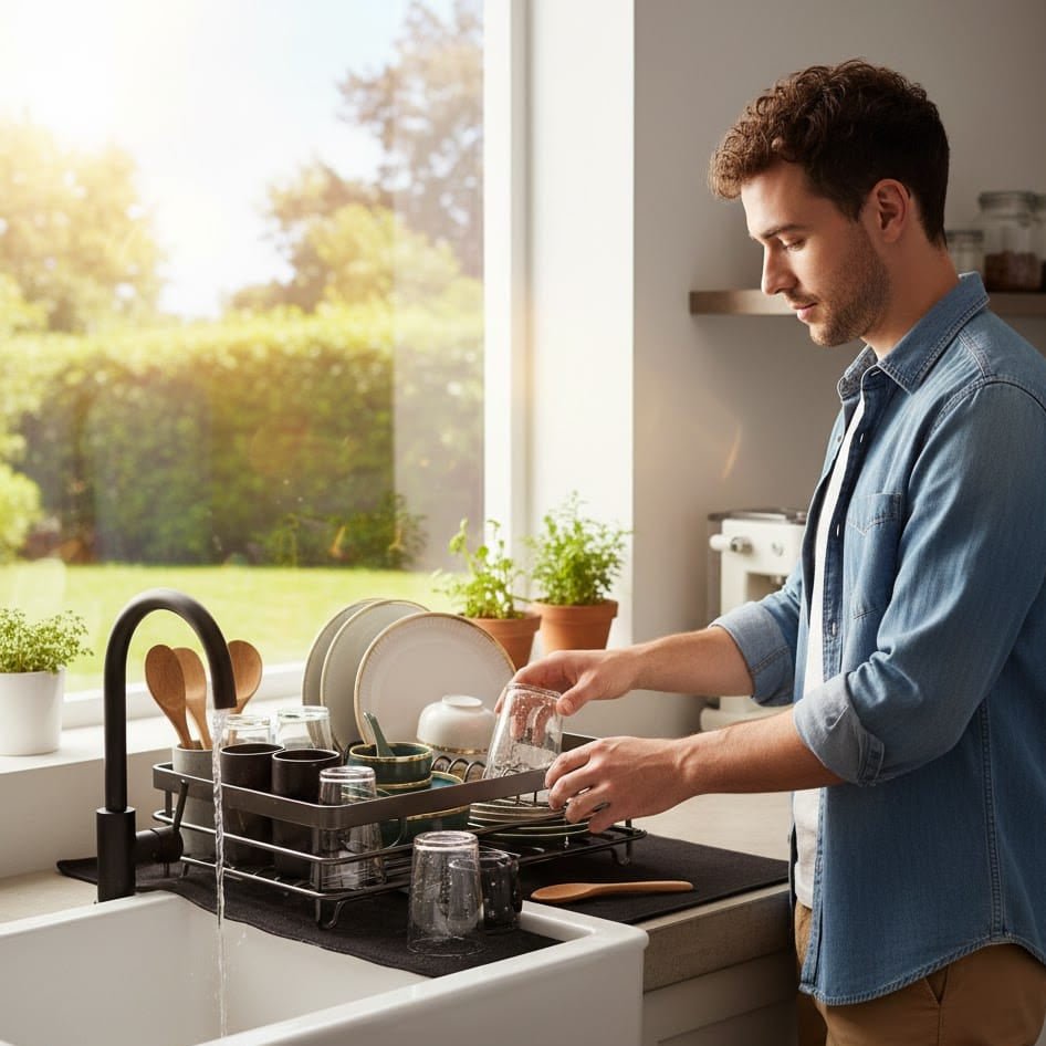 Folding Dish Drainer Rack with Non-Slip Feet